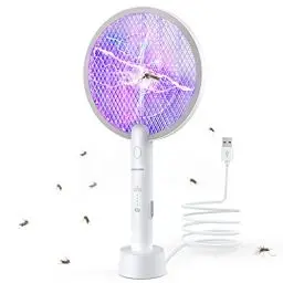 Produktbild: PALONE Elektrische Fliegenklatsche 2024 Aufgerüstet Insektenvernichter, 3000V Elektro Mückenklatsche UV Mückenlampe Mücken, 2 in 1 USB Elektrischer Fliegenfänger Insektenfalle mit Ladebasis
