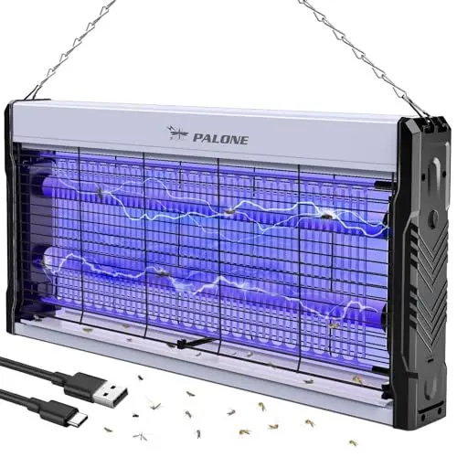 Produktbild: PALONE Insektenvernichter Elektrisch, 4000V USB C Mückenlampe 2 UV LED Elektrischer Mückenfalle Hängbar Insektenfalle Ungiftig Geruchsneutral für Innen - Groß