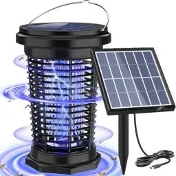 Produktbild: PALONE Insektenvernichter Elektrisch Solar 4500V, Wiederaufladbar USB C Elektrischer Mückenlampe mit 5.5W/5V Solar Stützstangen & Kabel und 1M Typ C Ladekabel für Innen Außen