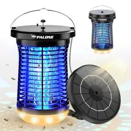 Produktbild: PALONE Insektenvernichter Elektrisch Solar LED, 4500V USB C Wiederaufladbar Elektrischer Mückenlampe mit 3,5W/5V Sonnenkollektor & 3,5M Kabel und Type C Ladekabel für Innen Außen
