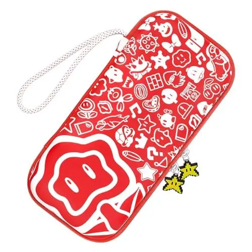Produktbild: PALPOW Switch Tasche Kompatibel mit Nintendo Switch/OLED/Lite, Tragbar Switch case Tragetasche mit 10-Spiele-Karten Slots & Accessoires - Rot
