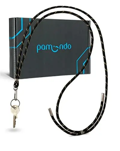 Produktbild: pamindo Schlüsselband - praktische Karabiner Schlüsselkette - Universalkette für Schlüsselbund - Band für Schlüssel -Schlüsselanhänger Schwarz Gold
