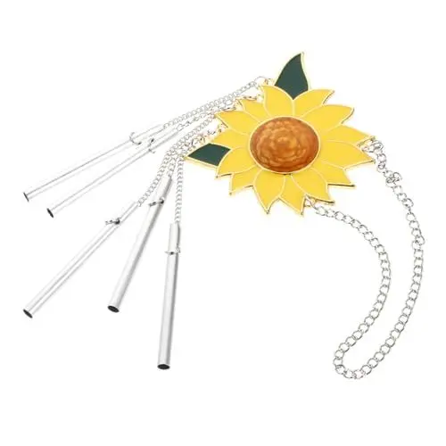 Produktbild: PAMINGONO 1Stk Windspiele Blumenwind Glocke Pflanzen dekor Sonnenblume sonnenfänger Windglockenbehang Sunflower Sonnenblumen klingelschild Hausglockendekor Windspiel hängend Legierung Yellow