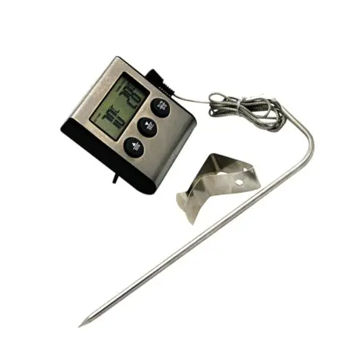 Produktbild: PAMINGONO 1 Satz Grillthermometer Backtemperaturfühler Fleischtemperaturmesser Fleischtemperaturanzeige Backtemperaturtester Grillfleisch Thermometer Küchenthermometer Silver Edelstahl 304