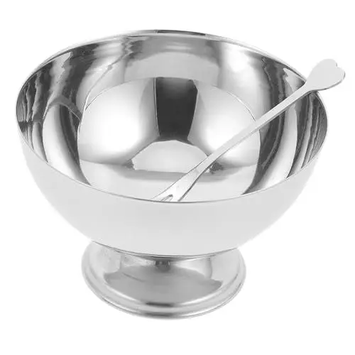 Produktbild: PAMINGONO 1 Satz Salat Tasse Wiederverwendbare Dessertbecher Eiscremehalter Auf Fuß Eisbecher Dessertschale Aus Edelstahl Große Metallschüssel Fruchtbecher Rostfreier Stahl Silver