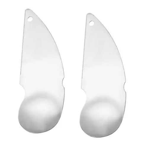 Produktbild: PAMINGONO 2 STK Kiwi Messer Avocado-Schäler Kiwi-Kugeln Kiwi Pitter Scooper Kiwischneider Kiwischäler küchenhelfee obstschneider Fleisch-Obst-Löffel tragbare Kiwi-Löffel Edelstahl 304 Silver