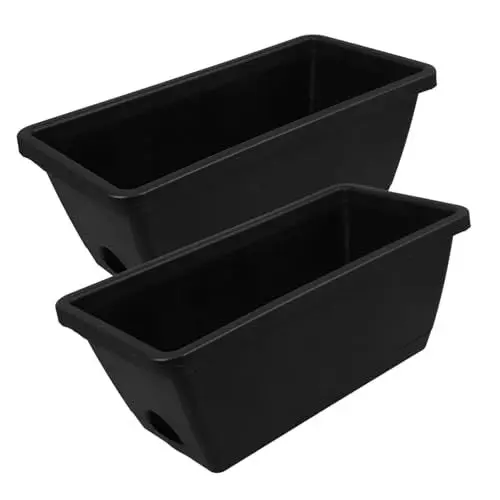 Produktbild: PAMINGONO 2 Sets Lange Garten Pflanztöpfe Blumentöpfe Kunststoff Blumenbehälter Wetterfest Ideal Für Draußen Balkonkasten Anthrazit