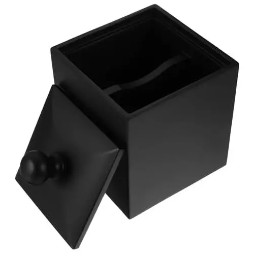 Produktbild: PAMINGONO 2er-box Halter Für Wattepads Schwarze Badezimmeraufbewahrung Leicht Zu Reinigen Halter Für Wattestäbchen Baumwollkanister Für Das Badezimmer Einfach Black