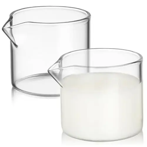 Produktbild: PAMINGONO 2st Kleines Milchkännchen Milchkrug Soßenbecher Mit Deckel Klare Espressotassen Klarer Behälter Mini-sahneausgießer Quadratische Milch Milchbecher Teetasse Sirup Transparent Glas