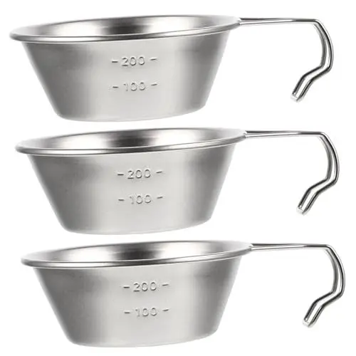 Produktbild: PAMINGONO 3St Campingschüssel Camping-Wasserschale Campingrucksack Campinggeschirr edelstahlschüsseln edelstahlschalen kleiner Wasserbecher kleine Makgeolli-Schüssel Edelstahl 304 Silver