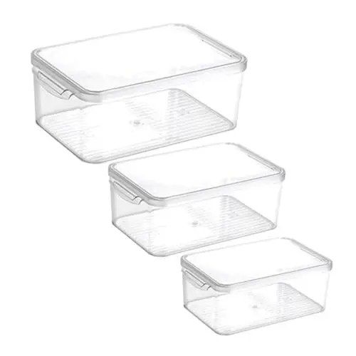 Produktbild: PAMINGONO Kühlschrank Zubehör 3 Teiliges Kühlschrank Organizer Set Transparente Aus Stapelbar Für Obst Gemü Und Eier Ideal Für Eine Ordentliche Kücheneinrichtung Aufbewahrungsbehälter Für Obst