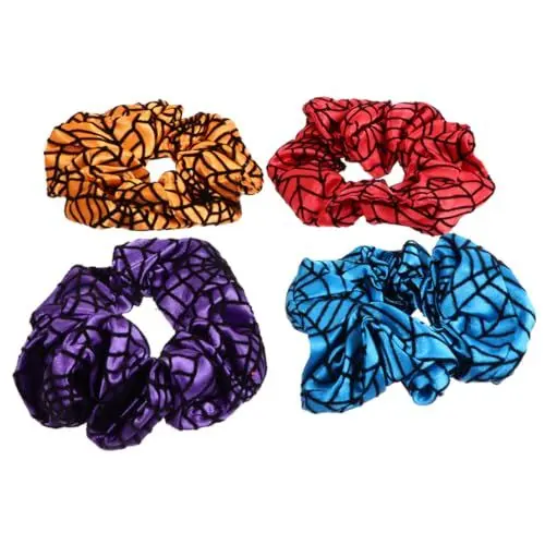 Produktbild: PAMINGONO 4 Stück Halloween-haargummi Halloween-haarringe Halloween-haarbänder Haargummis Seile Haarbänder Für Damen Haarschmuck Für Mädchen Halloween-haarschmuck Haargummis Aus Seide Stoff