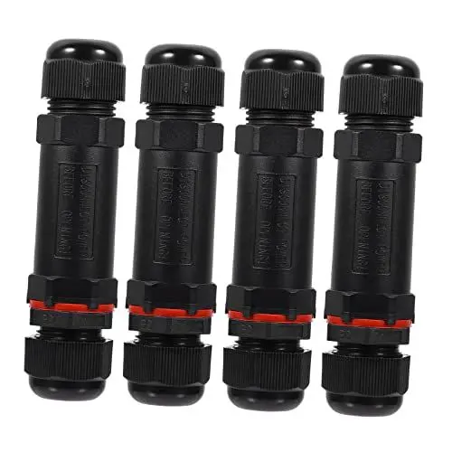 Produktbild: PAMINGONO 4 Stück Verbinder Stecker für elektrische Kabel -Lichtkabelanschluss Kabeladapter Kabelverschraubungen Drahtspleiß IP führen wasserdichter Stecker Verbindungsmuffe Nylon Black