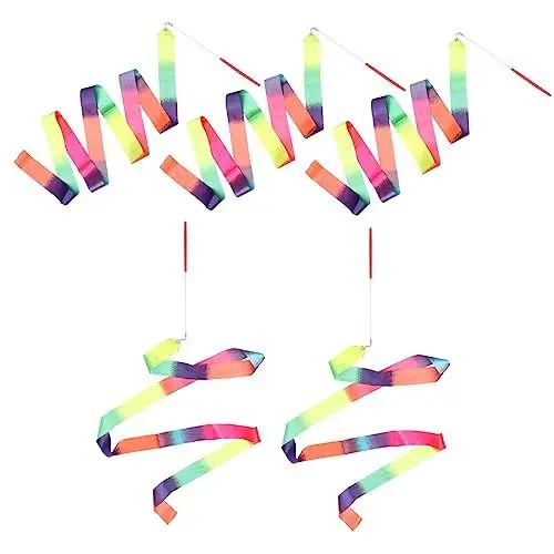 Produktbild: PAMINGONO 5St Tanzbänder wirbelnde Bänderstangen Ribbon Dancer Zauberstab tanzendes, wirbelndes gymnastikband rhythmische Sportgymnastik Tanzband künstlerisches Tanzzubehör Polyester