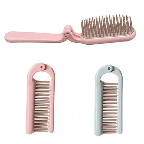 Produktbild: PAMINGONO Antistatischer Friseurkamm 2 Stück Anpassbarer Haarkamm Massagekamm Für Haarpflege Nützliches Zubehör Für Locken Rosa Und Blau