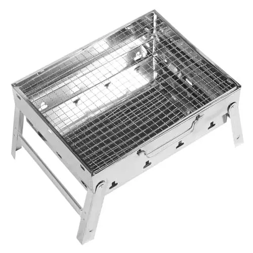 Produktbild: PAMINGONO Edelstahl Campinggrill Tragbarer Outdoor Grillofen Für Camping Und Picknick 1 Stück Faltbarer Holzkohlegrill Ideal Für Garten Und Terrasse