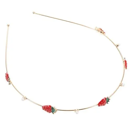 Produktbild: PAMINGONO Erdbeer Stirnband Kirschhaar-accessoires Stirnbänder Für Damen Spitze Schleife Männer Haarreifen Tiaras Muschel Bands Bandeau Erdbeer-haarband Wellig Amor Golden Legierung (eisen)