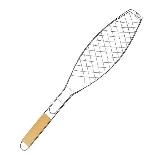 Produktbild: PAMINGONO Holzgriff BBQ Grillkorb Für Fisch Tragbarer Grillkorb Grillzubehör Für Camping Und Outdoor Ideal Für Gemü Und Fisch Hochwertiges BBQ Grillwerkzeug Perfekter Begleiter Für