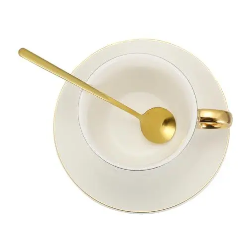 Produktbild: PAMINGONO Luxuriöses Set Aus Tassen und Untertassen Aus Porzellan 220 Ml Kaffeetassen Teetassen Trinkbecher Wassertasse