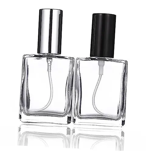 Produktbild: PAMINGONO Leere Sprühflaschen 15 Ml 4er Set Quadratisch Glas Nachfüllbar Parfümzerstäuber Für Make Up Und Hautpflege Schwarzer Deckel