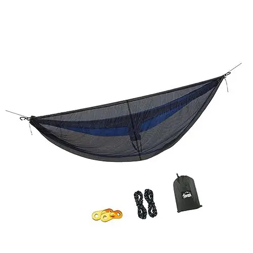 Produktbild: PAMINGONO 1set Leichte Camping-hängematte Mit Netz 300 X 140 cm Schwarz Tragbar Abnehmbar Durchgehender Reißverschluss Ideal Für Reisen Camping Hof