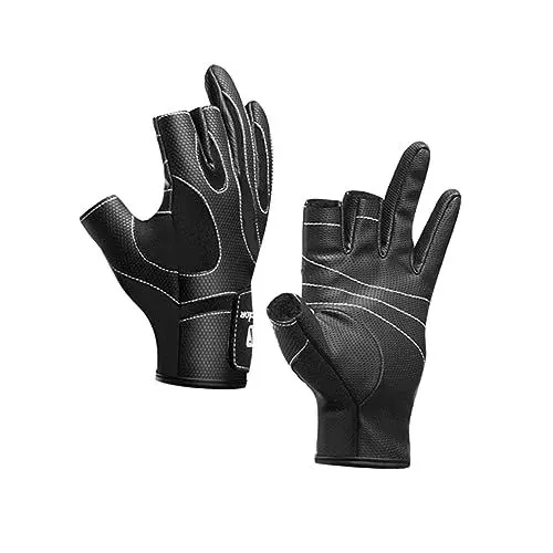 Produktbild: PAMINGONO Outdoor DREI Finger Anglerhandschuhe rutschfeste Und Strapazierfähige Fahrrad Und Angler Handschuhe Größe Für Optimale Fingerfertigkeit Und Komfort