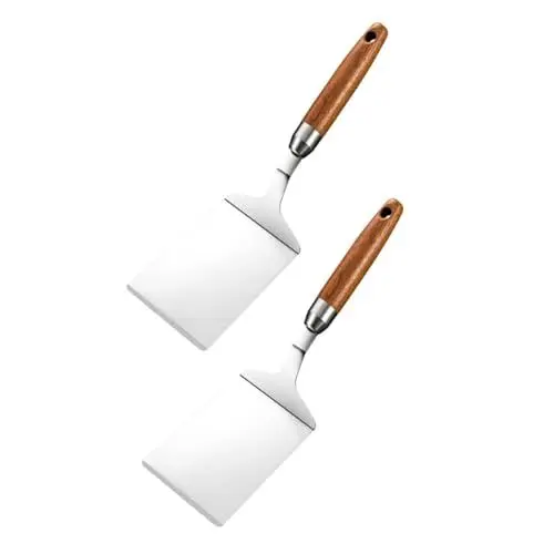Produktbild: PAMINGONO Teppanyaki Spachtel Set 2 Stück Edelstahl Multifunktionale Steakspatel Grill Zubehör Für BBQ Und Teppanyaki Silber Spülmaschinengeeignet