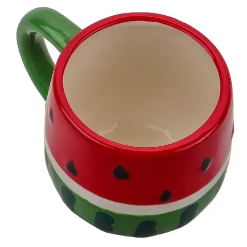Produktbild: PAMINGONO Wassermelonen-keramikbecher Kaffeetasse Macchiato-tasse Latte-tee-tasse Teebecher Cappuccino-becher Milch Latte Becher Wassermelonenschale Heiße Kakaobecher Trinkbecher Für Wasser