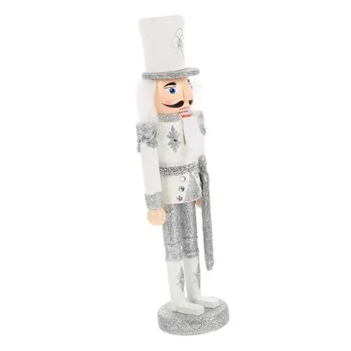 Produktbild: PAMINGONO Weihnachts-Nussknacker Weihnachtsnussknacker glitzernde Sammelfiguren Nussknacker Dekoration bürodeko büro Dekoration weihnachtsparty liefert Desktop-Nussknacker-Dekor Holz Silver