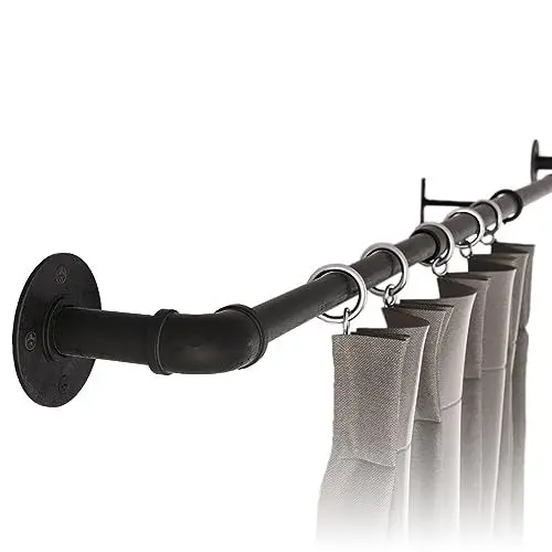 Produktbild: PAMO Gardinenstange 118-218 cm - PAUL - Aus Wasserrohren mit Halterungen, Matt Pulverbeschichtet, 26 mm Durchmesser Gardinenstange Verstellbar