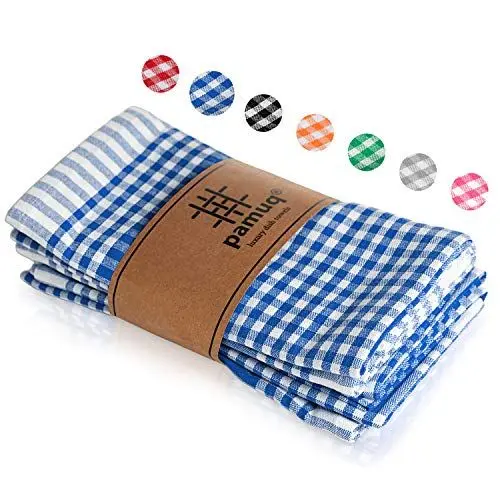 Produktbild: pamuq Geschirrtücher Baumwolle 100% - blau kariert, 5er Set, 45x65cm, mit Aufhänger - Geschirrhandtücher Baumwolle Trockentücher Küche Küchentücher Baumwolle Küchenhandtücher