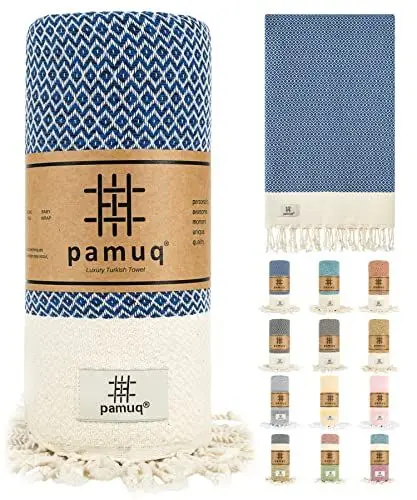 Produktbild: pamuq Strandtuch XXL Saunatuch Badetuch Hamamtuch Groß Baumwolle Duschtuch Pestemal Handtuch Fouta Pareo Yoga Decke Sporttuch Sarong Herren Damen