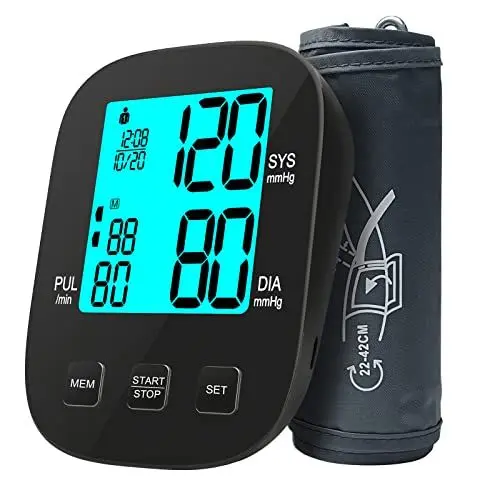 Produktbild: PANACARE Oberarm Blutdruckmessgeräte, 3.5“ Großes Display mit Hintergrundbeleuchtung | Arrhythmie-Erinnerung | 2Users&198Daten | Oberarmumfänge von 22-42 cm, Automatische Blutdruckmonitor, Weiß