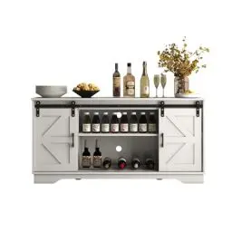Produktbild: Panana Sideboard, Küchenschrank mit 2 Schiebetüren und Verstellbarem Regal, Aufbewahrungsschrank für Küche, Wohnzimmer, Esszimmer, 150 x 40 x 71 cm (Weiß)