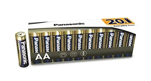 Produktbild: Panasonic AA Batterien EVERYDAY POWER, 20er Pack Alkaline Batterie, AA, Mignon, LR6,1,5V, 100% Karton, plastikfreie Verpackung, Batterien für zuverlässige Energie im täglichen Gebrauch