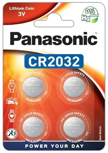 Produktbild: Panasonic CR2032 Lithium Knopfzelle, 3V, 4er Pack