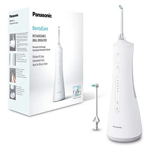 Produktbild: Panasonic EW1513W503 Ultra Sonic Munddusche EW1513, elektrisch, Zahnzwischenraumreinigung, integrierte Ladestation, 1x Ultrasonic-Düse, 1x orthodontische Düse, weiß, 970 g