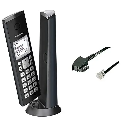 Produktbild: Panasonic KX-TGK210 DECT, Anruferkennung, Schwarz & goobay TAE Anschluß-Kabel (TAE-F Stecker auf Westernstecker), Schwarz, 3m