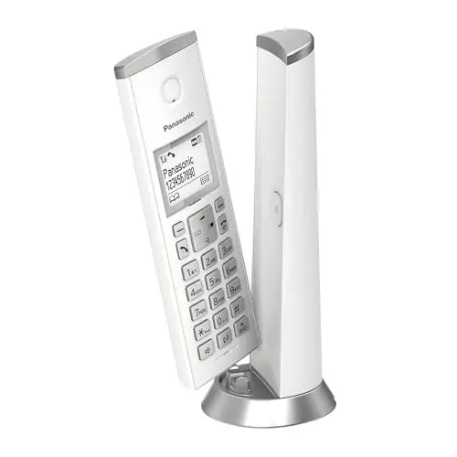 Produktbild: Panasonic KX-TGK220GW Design- Schnurlostelefon mit Anrufbeantworter, Station & Hörer, Freisprecheinrichtung, weißes LCD, Blockierung störender Anrufe, Hörer-Magnet, Weiß
