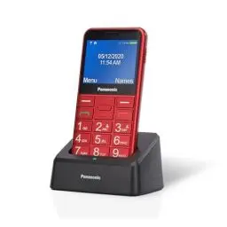 Produktbild: Panasonic KX-TU155EXRN Essentials Mobiltelefon für ältere Menschen mit Ladestation, SOS-Notfalltaste, Prioritätsanruf, Großtastentelefon, hörgerätekompatibel, Bluetooth, UKW-Radio, Kamera, Rot