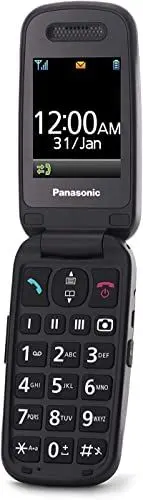 Produktbild: Panasonic KX-TU446EXB 2G Seniorenhandy ohne Vertrag(SOS-Notruftaste, Stoßfest, Sprachverstärker, große getrennte Tasten, große Schrift und Nummernanzeige, 2,4 Zoll Farbdisplay, Klapphandy, Schwarz