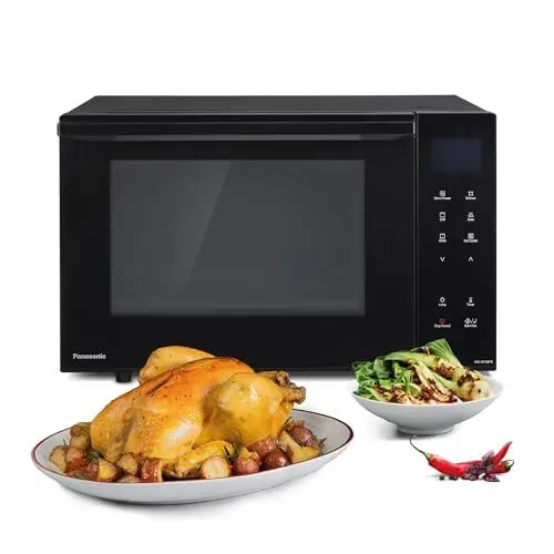 Produktbild: Panasonic NN-DF38PBEPG Kombi-Mikrowelle & Grill, 1000 W, 23 l, Inverter-Tech, Eco Kombi Modus, Flachbett, 16 Auto-Programme & Auftau-Modi, emailliertes Blech, Gitterrost, leichte Reinigung, Schwarz