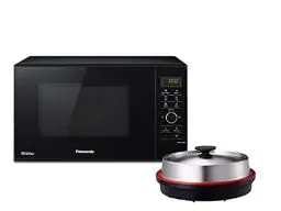 Produktbild: Panasonic NN-GD35HBGTG Mikrowelle mit Grill (1000 W, Inverter, Dampfgaren, energieeffizientes Kombikochen, Pizza-Pfanne, 23 Liter) schwarz