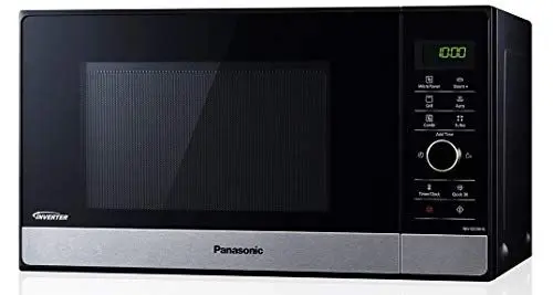 Produktbild: Panasonic NN-GD38HSGTG Mikrowelle mit Grill (1000 W, Inverter, Dampfgaren, energieeffizientes Kombikochen, Pizza-Pfanne, 23 Liter) edelstahl-schwarz