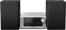 Produktbild: Panasonic SC-PM704EG-S Kompaktes Micro HiFi Stereosystem mit CD, DAB+/FM Radio, USB und Bluetooth, 80W Lautsprechern, Bassregelung, Silber