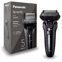 Produktbild: Panasonic Series 900 Premium Nass- und Trocken Rasierer ES-LV6U für Männer, 5-fach-Scherkopf mit Linearmotor und Bartdichtensensor Technologie, Pop-up Trimmer, matt-schwarz