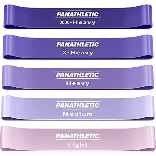 Produktbild: Panathletic Fitnessbänder, 5er Set – 5 Verschiedene Stärken, Übungsanleitung, eBook auf Deutsch, Tragebeutel – 5X Fitnessband, Gymnastikband, Widerstandsband
