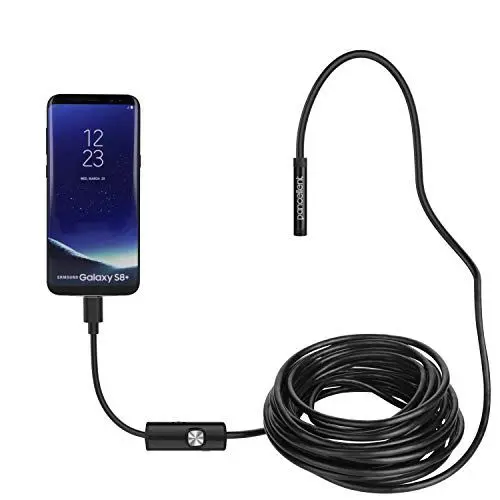 Produktbild: pancellent USB Android Endoskop 2,0 Megapixel CMOS HD 2 in 1 wasserdichte Endoskop Inspektionskamera Starre Schlangenkabel (5 Meter) für Smartphone