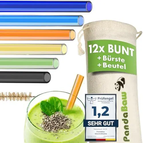 Produktbild: PandaBaw® Glasstrohhalme Bunt (NOTE 