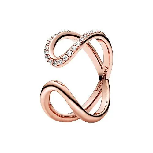 Produktbild: PANDORA Gebogener Offener Unendlichkeitsring in Roségold mit 14 Karat rosévergoldete Metalllegierung und Cubic Zirkonia Steinen Moments Collection, Größe 58
